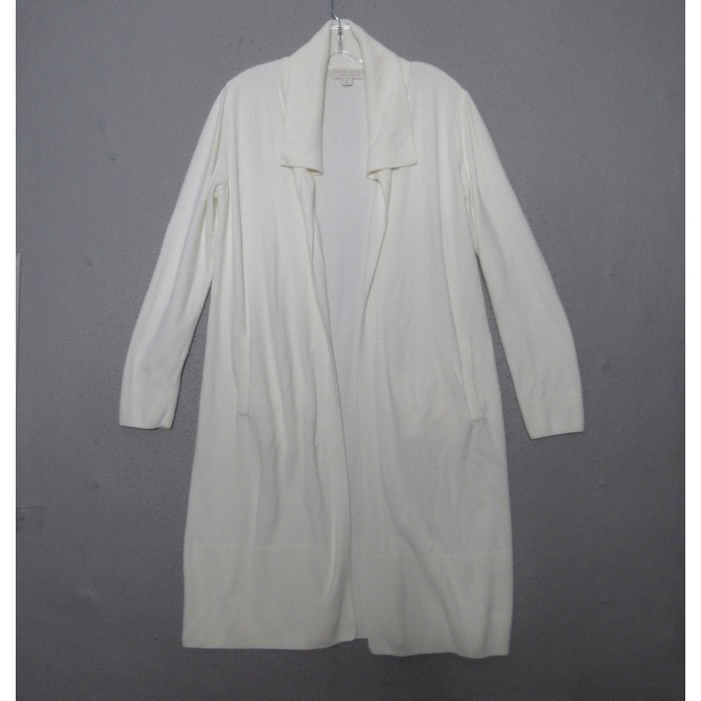 Barefoot Dreams Cardigan M CozyChic Ultra Lite  White Long Line Soft Wide Collar